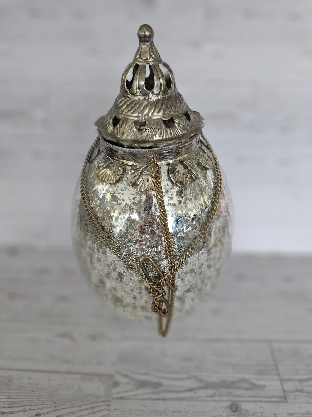 Silver Mercury Glass Decorative Lantern - Unbranded